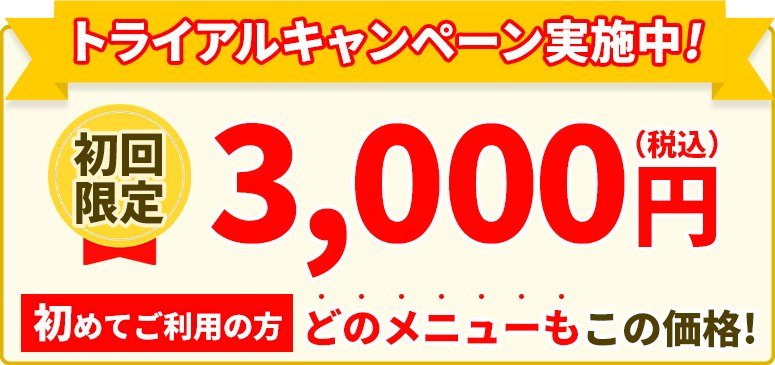 初回限定全メニュー3,000円